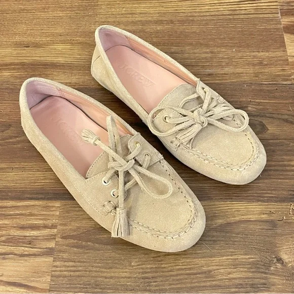 J. Crew Light Khaki Suede Driving Loafers Size 5 - Picture 2 of 10